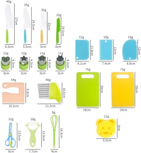 Ensiven Kid Safe Kitchen Set, Conjunto de cozinha segura para crianças, 17 ferramentas de cozinha Mo