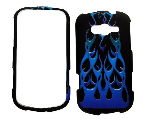 Blue Fire Flame Rubberized Snap on Protective Cover Case for Samsung Galaxy Reverb M950