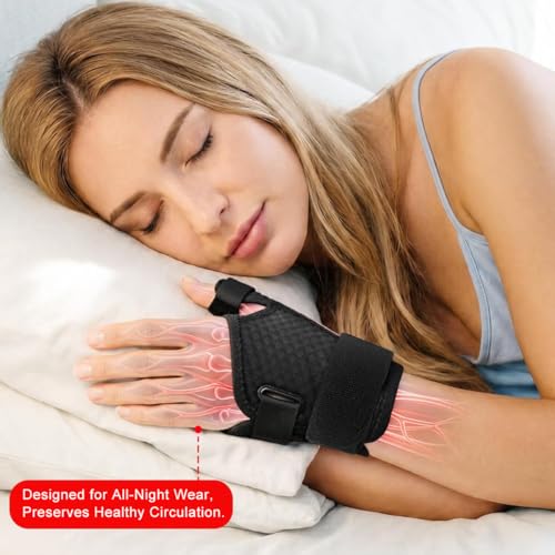 Image of HANNEA Thumb Spica Splint Wrist Brace with Adjustable Compression Straps, Right or Left Hand Use Thumb and Wrist Support Stabilizer for Sprains, Tendonitis, Carpal Tunnel, Arthritis
