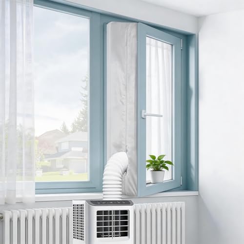 Ninonly 400CM Sellado Ventana Aire Acondicionado para Aires Acondicionados y Secadoras Fácil de Instalar Eficaz Bloqueo del Aire Caliente,para Ventanas,Tragaluces Ventanas Correderas Cremallera