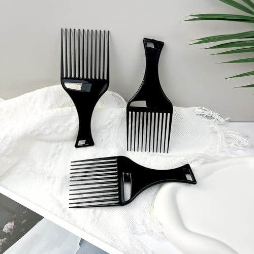 Peines Afro Pick de Plástico Negro x3 para Estilizado miniatura 7