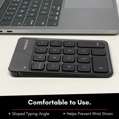 Macally Wireless Number Pad For Laptop - Slim 2.4G Usb Number Keypad - 18 Key Rechargeable Numeric Keypad With Usb Receiver For Data Entry - 10 Key Numpad Keyboard For Mac, Macbook - Black #TOP3
