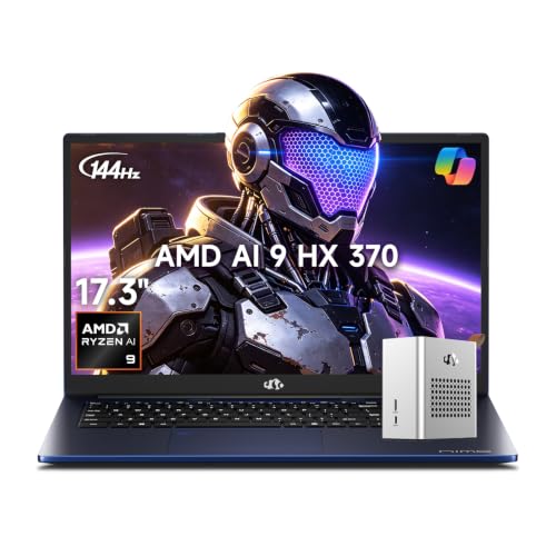Image of NIMO 17.3 AI Laptop, 12 Core AMD Ryzen 9 HX 370 64GB RAM 1TB SSD Radeon 890M, with eGPU Dock with RX 7600M XT 8GB GDDR6 for Video Editing, AI Tasks & Remote Streaming, 2-Yr Warranty
