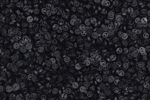 celloexpress 5mm Black Round Mini Doll Buttons - Single Colours & Mixes - Tiny Soft Toy and Dolls Clothes Scrapbooking Card Making Crafting Fastenings (Pack of 100)
