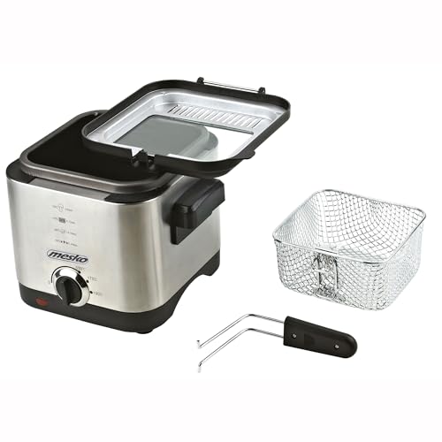 Miniatura 4 de Mesko Ms4910 Freidora Aceite Eléctrica 1,5 Litros, Pequeña, Temperatura Ajustable, Cubeta Antiadherente, Tapa Con Filtro Antiolor Y Ventana De Control, Fácil Limpieza, 900w, Acero Inox