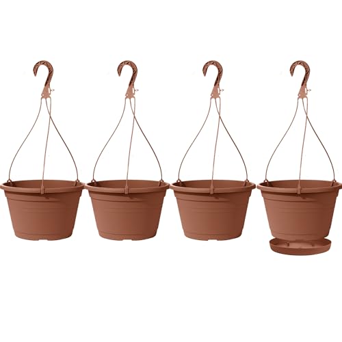 VIDELLY 4 Pcs Hanging Planters for Indoor Plants,10" Large Plastic