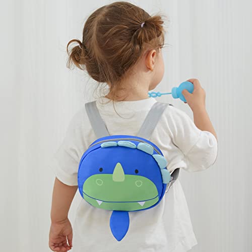 Bebamour Animal Toddler Backpack with Reins Mini Bag with Safety Leash for Children Portable Backpack Rucksack with Safety Harness for Boys and Girls Blue Dino - Image 3