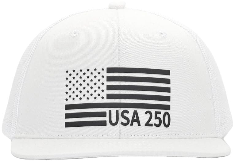 Image of USA 250th Anniversary Flag Hats, Army Tactical Operator Military Patriotic Veterans Flat Bill Trucker Hat, Fits OSFM&XXL Head