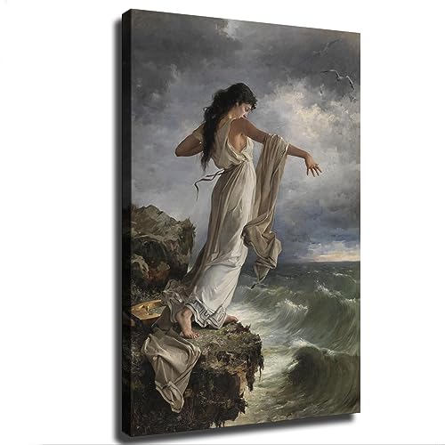 Gorgeous Goddess of Love Sappho Ancient Greek Mythology Poster Canvas Print Wall Art Modern Picture Home Bedroom Living Room Foyer Aesthetic Decor Gifts (12×18inch-No Framed)