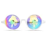 White Kaleidoscope Glasses - Rainbow Wormhole Crystal Lens Portal - Made in the USA