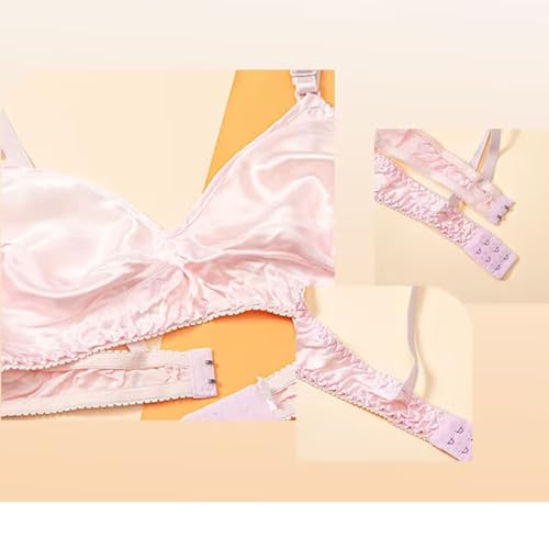 XWSM 2Pack Ultra-Thin 100% Mulberry Silk Bra Underwear For Women Double Sided Satin Triangle Bralette Soft Cup Daily Bra Top (Color : 2pcs Red, Size : 36/80AB) - Image 5