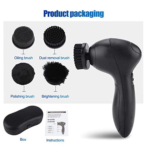 Electric Shoe Polisher Kit,Versatile Low Noise Electric Shoe Polisher Brush Shoe Shiner Dust Cleaner With 4 Kinds Of Brush Heads,Portable Shoe Polish Kit Cleaner Care Kit For Shoes, Bags, Sofa #TOP6