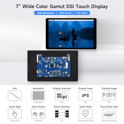 Écran tactile DSI 7 pouces pour Raspberry Pi 5 1280x800 Waveshare - 3