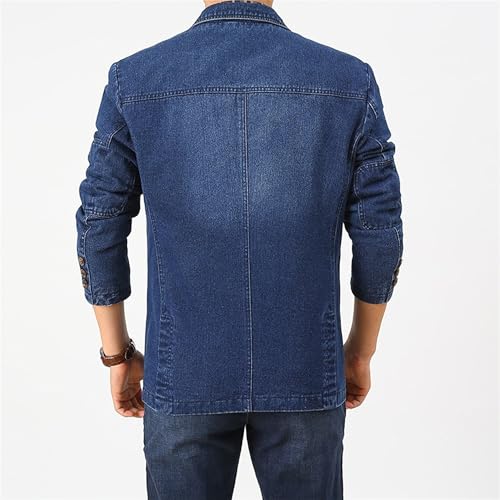 Men's Lounge Skinny Denim Blazer Formal Occation Jean Coat Clothes Business Denim Suit Jackets (Dark Blue,Large)2