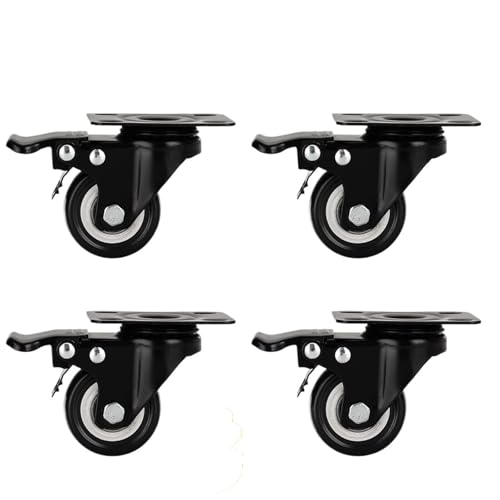 Roulette charge lourde pour meuble kit 4 roulettes pivotantes noires avec frein