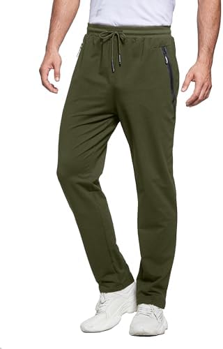 ZOXOZ Jogginghose Herren Baumwolle Trainingshose mit Reißverschlusstaschen | Baumwollstoff, elastische Taille, verstellbarer Kordelzug, Taschen mit Reißverschluss, für Fitness, Jog