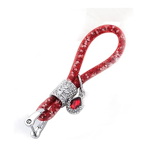 RAYHOO Crystal Car Key Chains For Ladies Women Key Fob, Key Chain Ring Strap Fit BMW Honda Audi Lexus Ford VW Mercedes Benz Nissan Cadillac Maserati Volvo Toyota ect. (Red) Cover