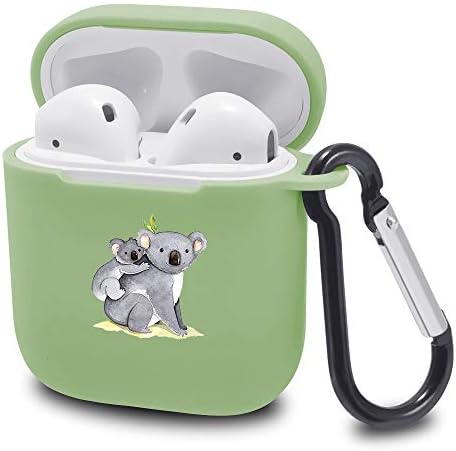 LuGeKe Cute Koala Green Case Cover for Airpods 1/2 with Keychain, Lovely Koala Bear Soft Shockproof Fun Animal Print Protective Airpods 1/2 Cases Cool Charging Case with Design for Boys Girls Friend