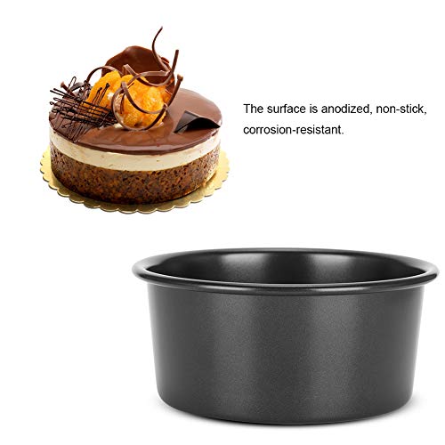 Cake Pan, 6in Aluminium Alloy Anodized Round Cake Mold, with Removable Bottom, Home Kitchen Bakeware Baking Mould, for Cake DIY, Cheesecake,Sea Salt Cake, Black