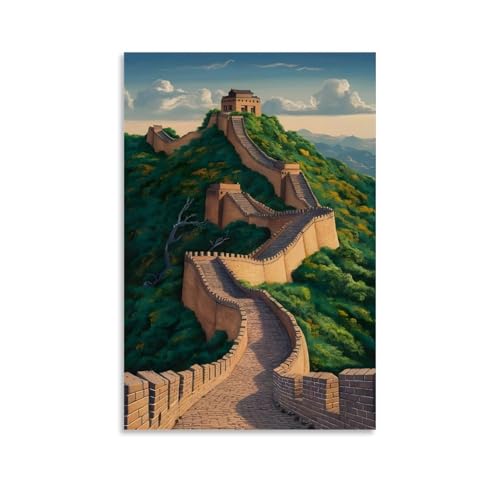ATVIOR Grande Muraille de Chine - Affiches de voyage rétro sur toile - Décoration murale moderne pour chambre à coucher, salon - 40 x 60 cm - Style sans cadre