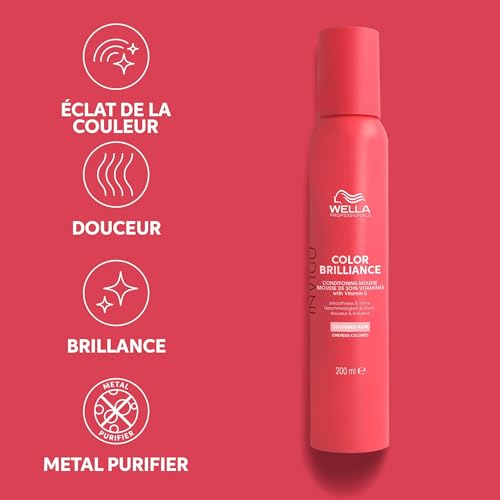Wella Professionals Invigo Color Brilliance Vitamin Conditioning Mousse – Leave-in Conditioner mit Vitamin E – farbschützender Haarschaum für gefärbtes Haar mit Oxidationsschutz – 200 ml