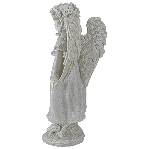 Northlight 9.75" Ivory Standing Angel With Floral Crown Outdoor Garden Statue #TOP4
