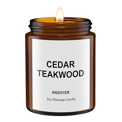 Świeca do masażu ANSOYER 128 g. Świeca relaksacyjna z naturalnymi składnikami: olejem kokosowym i olejem sojowym. Nawilżająca i odżywcza (Zapach Cedru i Teku)