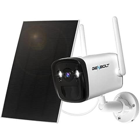 GENBOLT Battery Powered Security Camera Outdoor, Wireless WiFi Camera 19200mAh Rechargeable Home Surveillance Camera System 1080P, Solar Panel Charging IP Camera, PIR Detection CAM APP Cover