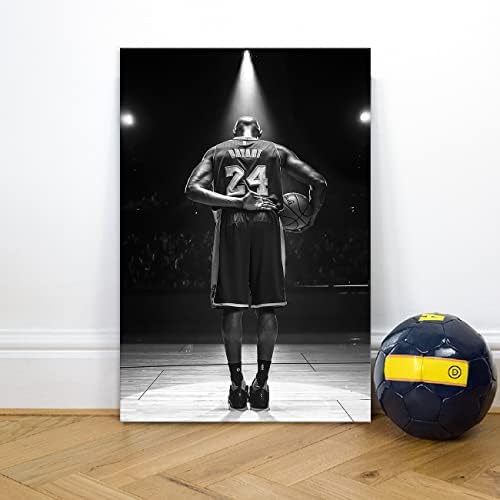 Kobe Bryant Canvas Wall Art Basketball Player Posters Wall Decor Sports Picture Modern Artwork for Boy Bedroom Decorations for Basketball Fan Memorabilia Gifts (24"×36" (60×90cm) Frame)
