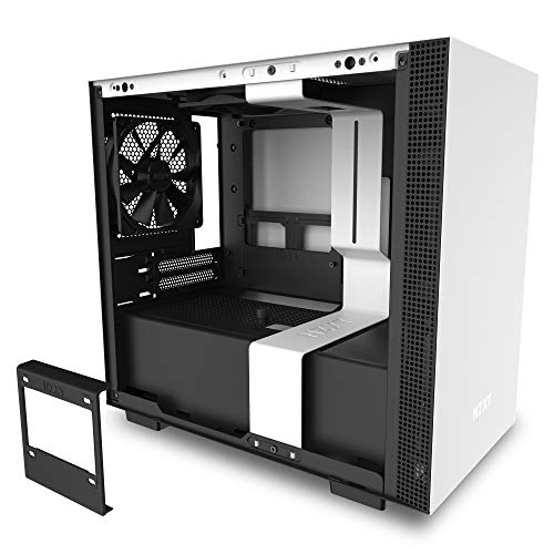 Nzxt H210 - Case da Gioco per PC Mini-Itx - Porta Tipo C USB I/O Frontale - Pannello Laterale in Vetro Temperato - Compatibile con il Raffreddamento a Liquido - Staffa per il Radiatore, Bianco/Nero