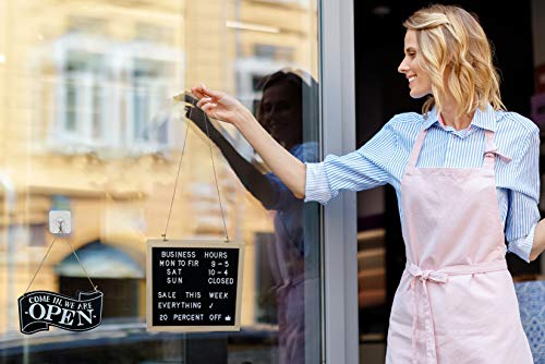 Business Sign Kits Wooden Double Sided Open And Closed And Changeable Letter Board For Customizable Business Hours And Messages, Includes Characters And Suction Cups #TOP4