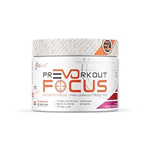 EVOLabs® PrEVOrkout Focus Powder 221 g Pre-Workout Booster, Pump&Gaming Booster met N-acetyl-L-cysteïne, beta-alanine, guarana, taurine & siberische ginseng, trainingsbooster (Fruit Punch)
