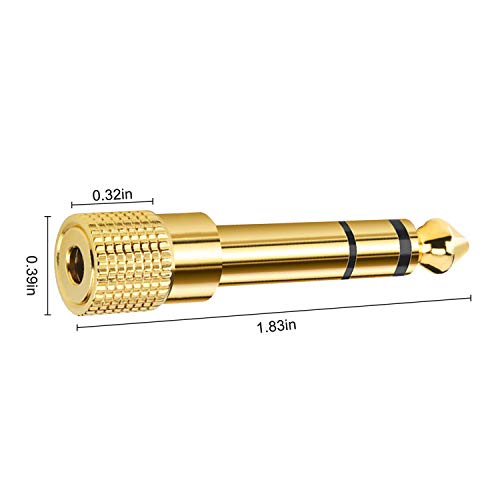Headphones Adapter for Piano Keyboard, 2 Pack 3.5mm 1/8\'\' Female to 6.35mm 1/4\'\' Male Jack Plug Stereo Adapter Gold Plated for Electronic Piano, Guitar, Drum