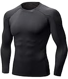 Self Pro Men Thermal Compression Athletic Sports Ultra Soft Fleece Lined Long Sleeve Cold Weather Winter Warm Base Layer Top (Black, Small)