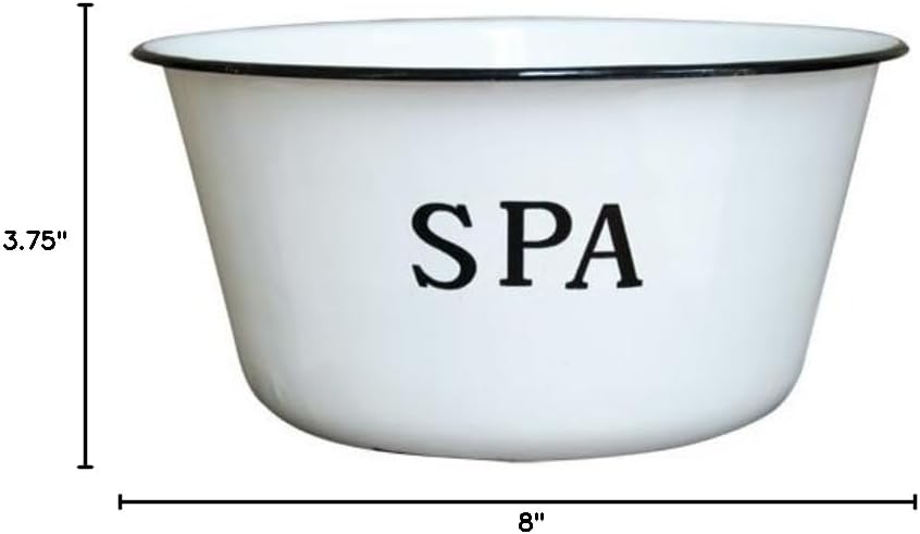 CWI Gifts Enamel Spa Bowl, 8-Inch by 3.75-Inch, Natural