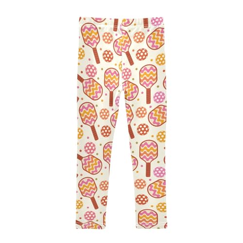Elegant Pickleball Paddle Girls Leggings,Workout Leggings for Girls Toddler Athletic Leggings Size for 3-10T2