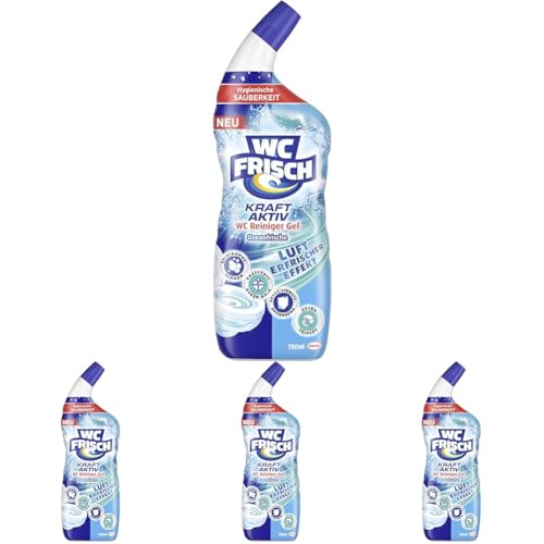 WC Frisch WC-Reiniger Gel Ozeanfrische (750 ml), WC-Reiniger mit Lufterfrischer-Effekt, Toilettenreiniger sorgt für hygienische Frische, mit 4-fach Aktivstoff-Kombination (Packung mit 4)