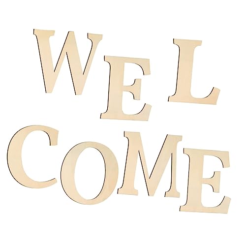 FUTUREORYY 7 Piezas Astillas De Madera De Bienvenida Para Fiesta Decoración Alfabeto Muro Letras Recortes Cartel De Bienvenida Al Aire Libre Signo De Bienvenida De La Boda Hogar Palabra