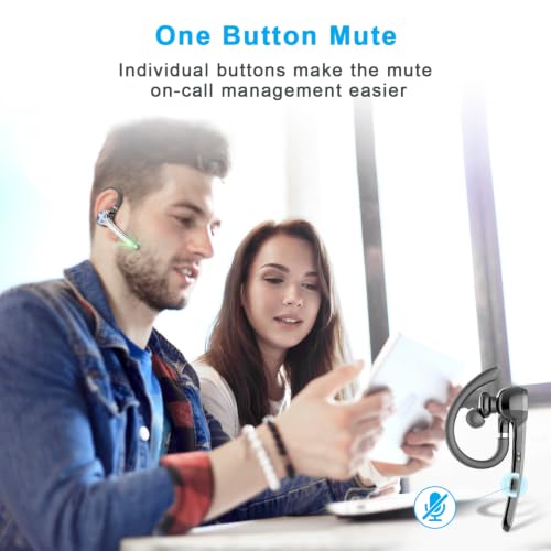 Image of HEIBAS Bluetooth Headset, Wireless Earpiece with Mic for Work