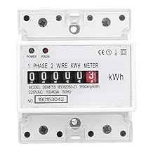 Energy Meter, DDM75S Single Phase 4P Din Rail Energy Meter Electric Meter, Power Consumption Meter Kwh Meter with 5+199999.1KWh Digital Display, 10-40A