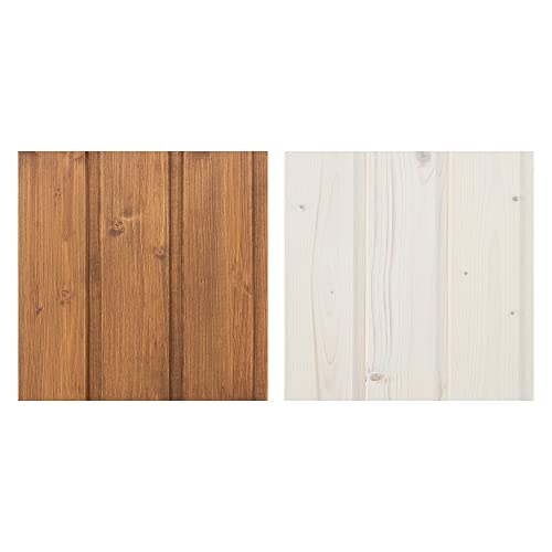 TIMBELA Lot de produits de protection pour la peinture des maisons en bois intérieur et extérieur – 5 l blanc + 5 l chêne riche + CADEAU lots de pinceaux