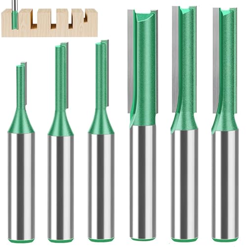 MOLIMOLI Jeu de 6 Fraises à rainurer, mèche toupie pour défonceuse Tige 8 mm, Bois 3-8 mm avec Lames en carbure, fraisage rainures précis, tête toupie, mèches Accessoires