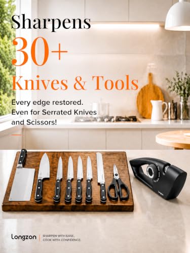 Miniatura 5 de Longzon Afilador De Cuchillos Profesional 5 En 1 - Manual Para Cocina, Knife Sharpener