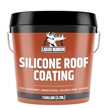 Liquid Rubber Silicone Roof Coating - UV-Reflective, No Primer Needed, One-Coat Sealant for Flat, Sloped, Metal, Wood, Concrete, EPDM, and TPO Roofs, White, 1 Gallon