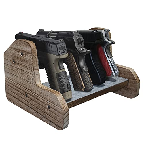 DINGDOON Wooden Pistol Rack for Gun Safe, 4 Slot Handgun Rack for Storing Gun Safe Accessories, Revolver Organization & Display Stand, Gifts for Men, Coolest Men Gifts