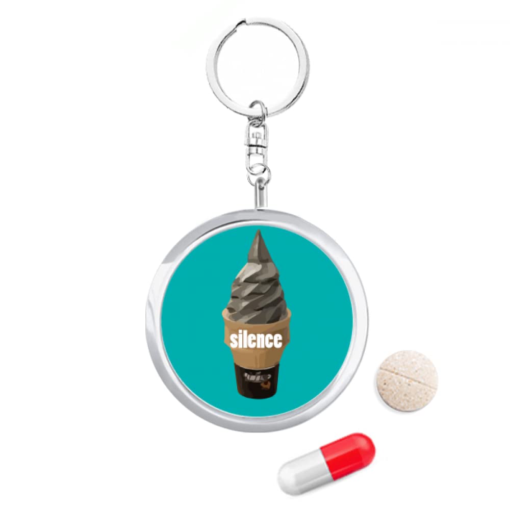 Black Ice Text Outline Freehand Pill Case Portable Container for Purse