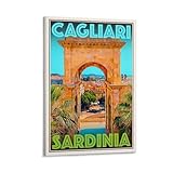 LZTEN Póster de viaje de estilo retro vintage o lienzo – Cagliari – Cerdeña, arte de pared, viaje por el mundo, vacaciones, lienzo Art Decó, 16 unidades