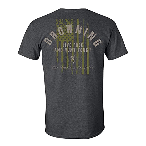 Browning Men's Graphic T-Shirt, Hunt Tough (Dark Heather), Small