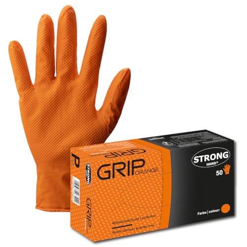 Strong Hand Grip Orange Nitril Einweghandschuhe 50 St.