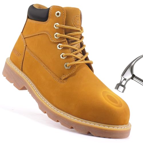 Steel Toe Work Boots For Men Water Resistant Leather Men's Safety Shoes 6